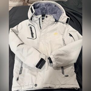Wulful Ski Jacket Boy's Size 10-12Y Grey Fleece Lined Waterproof Hooded Full Zip